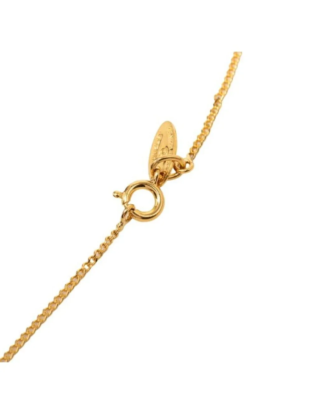 Chanel Vintage CC Logo Necklace Gold Plated Rhinestone